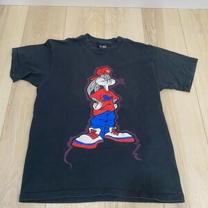 VTG 90s BUGS BUNNY LOONEY TUNES DOUBLE-SIDED LARGE CARTOON SINGLE STITCH